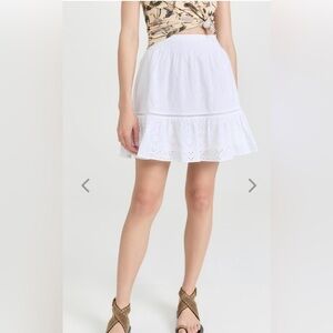 Madewell White Eyelet Mini Skirt Cotton Ruffled Hem Women’s Size S Casual
